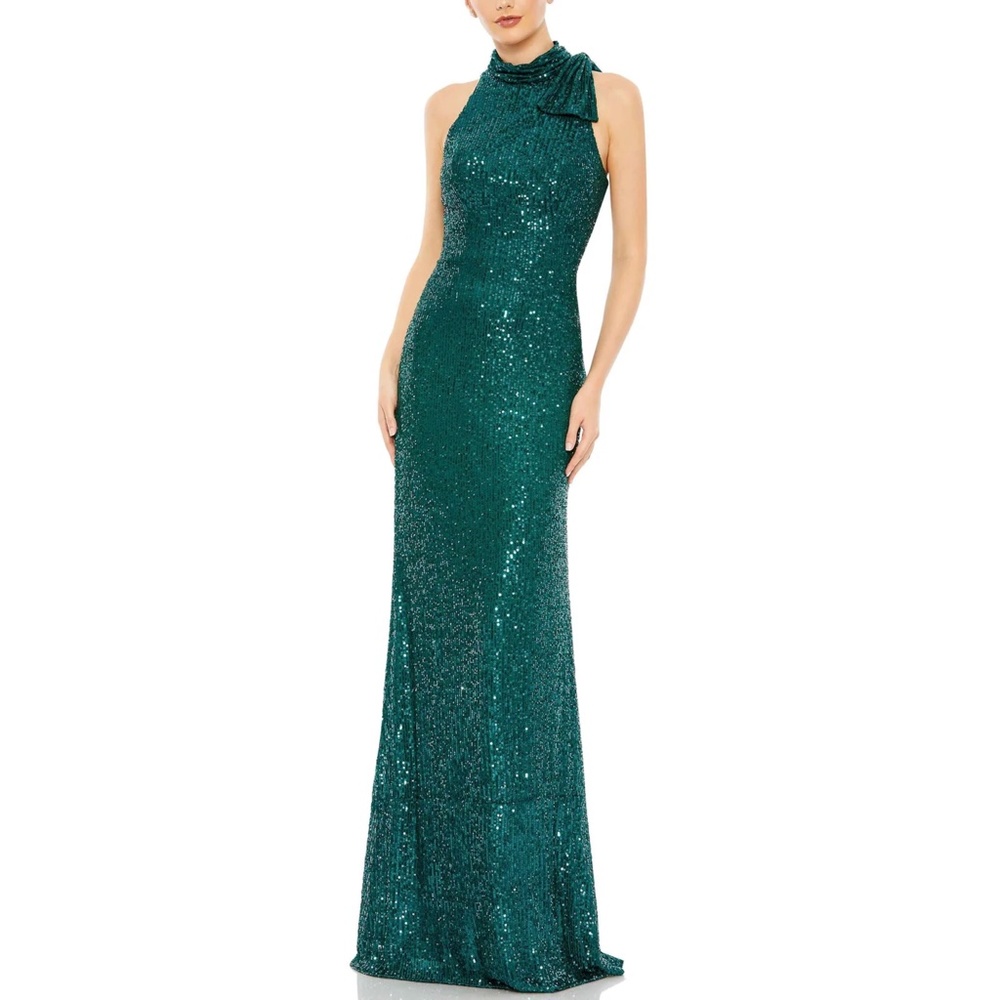 NEW Mac Duggal Ieena 11280 Sequin Soft Tie Halter Neck Gown, Size 20